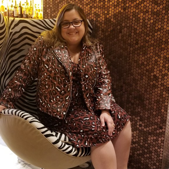 Eloquii brown speckled leopard print cropped moto jacket size 14 14P 14W - Picture 6 of 6